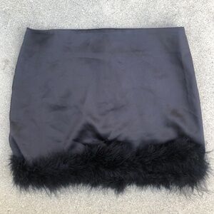 Forever 21 Black Satin ruffle Mini Skirt